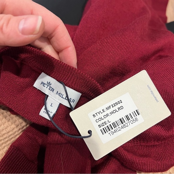 NWT Peter Millar Merino Wool V Neck Sweater Red - Picture 5 of 6